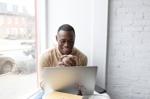man using popular search engine to browse the web